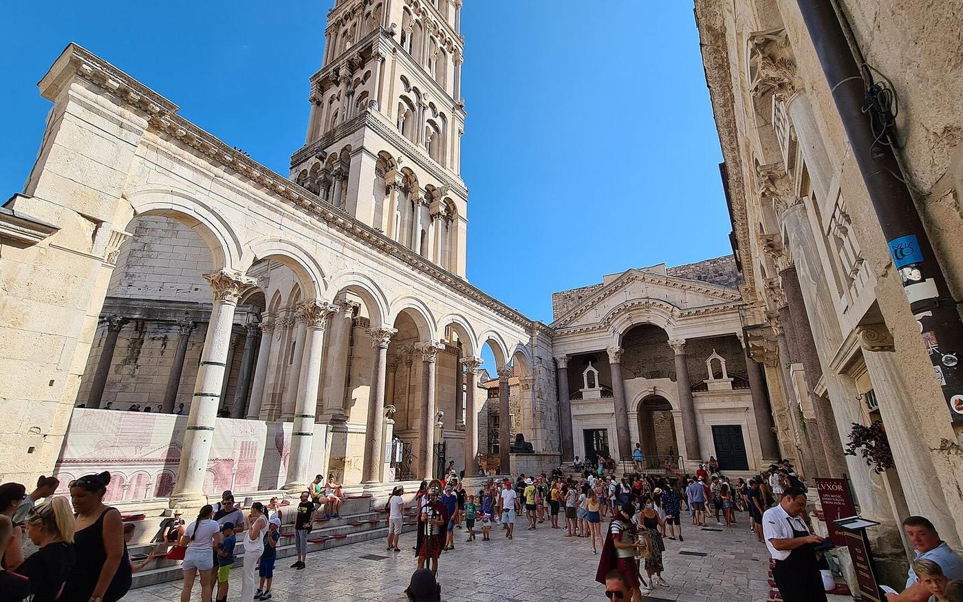 The colonnaded Peristyle courtyard at the heart of Diocletian's Palace, Split