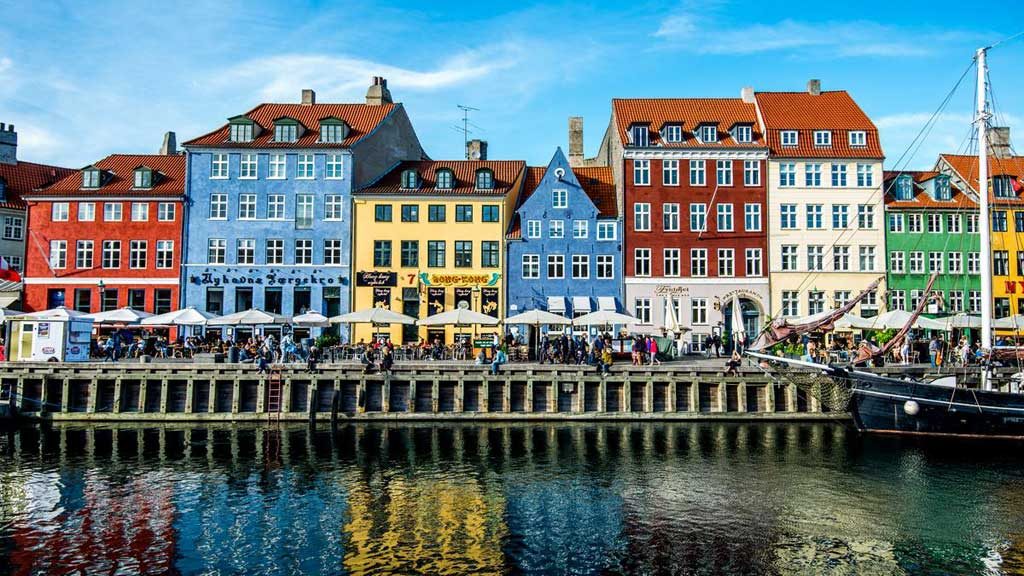 Nyhavn's colourful townhouses and wooden boats, Copenhagen
