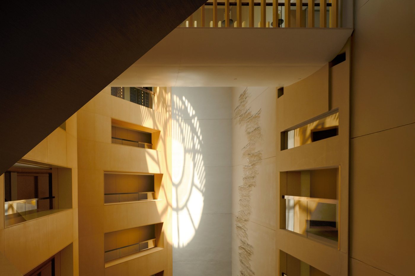 The sculpted stair and lightwell at The Upper House, Hong Kong