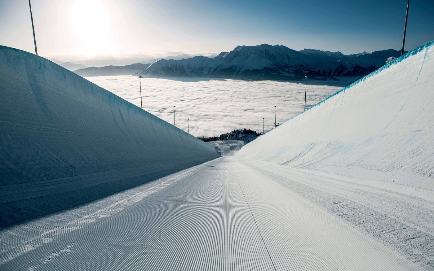 The superpipe at LAAX in the Swiss Alps