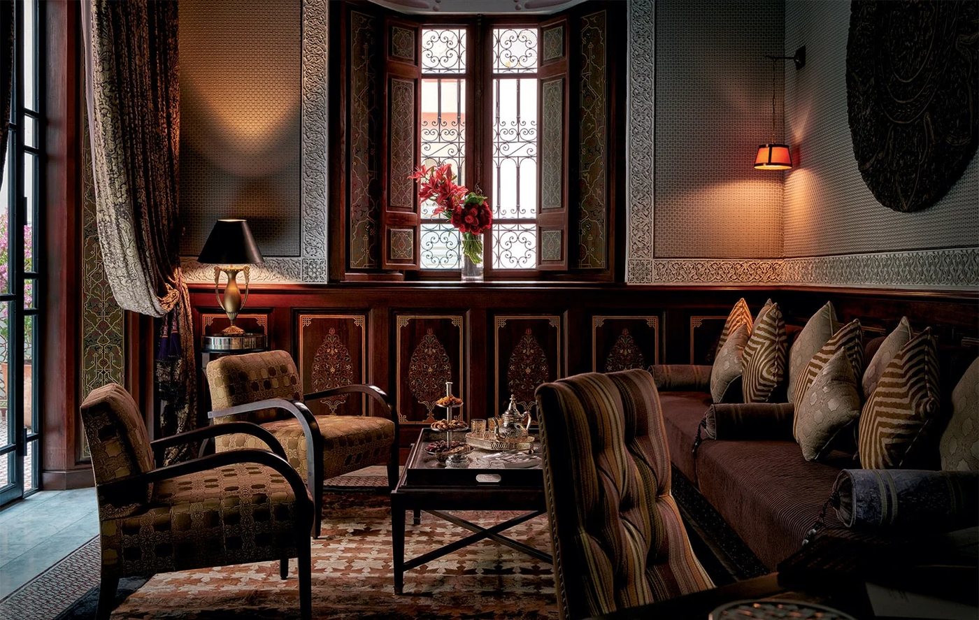 A salon inside a Superior Riad at Royal Mansour Marrakech