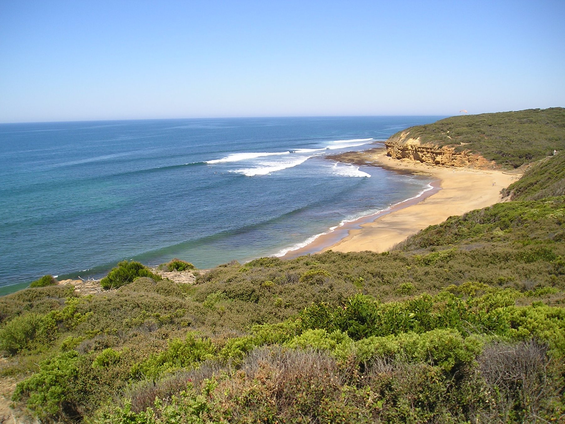 Bells Beach in Victoria, Australia, seen from the clifftop lookout