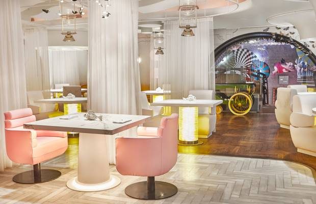 A photograph of the dining room at DiverXO