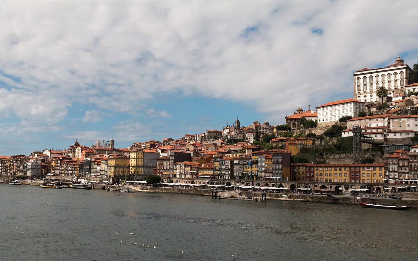 The Ribeira quarter's tiled houses stacked above the Douro quay in Porto